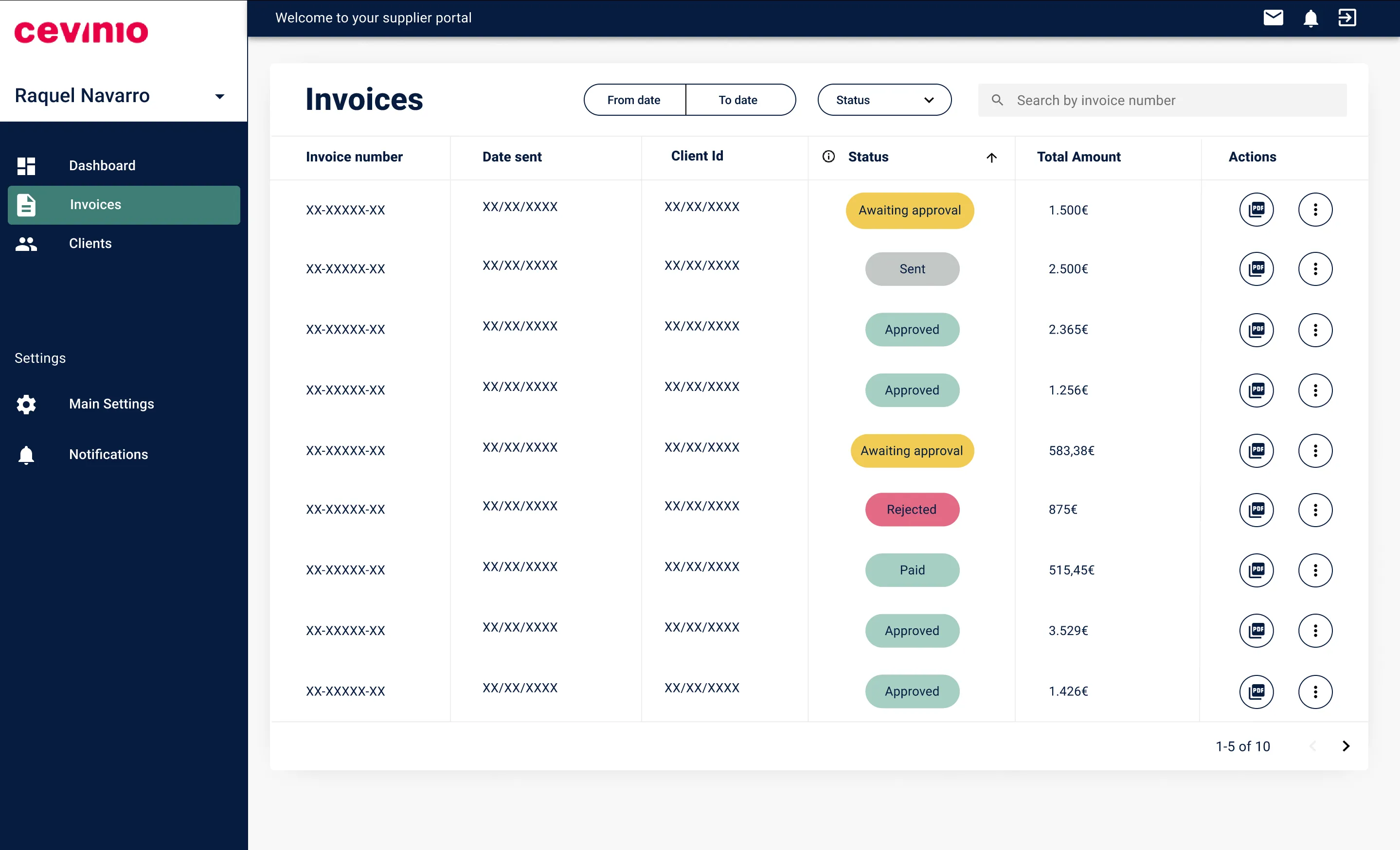 Cevinio suppliers portal